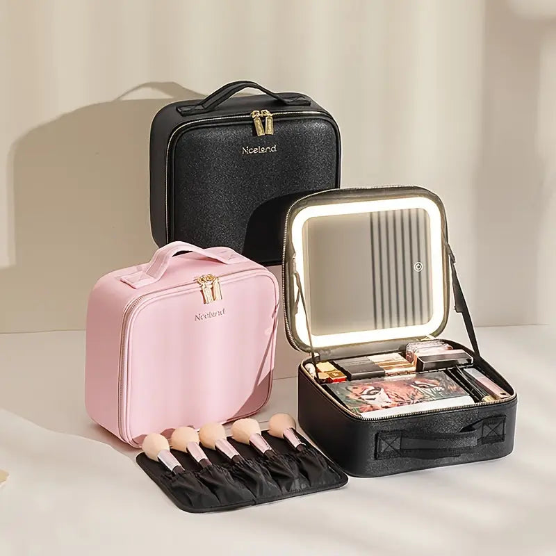 Inttox-💄 Sac de Maquillage avec Miroir Éclairé – Beauté & Praticité à Emporter 👜