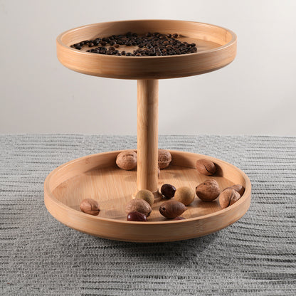 Inttox-Étagère de Rangement de Cuisine Multifonctionnelle Rotative en Bambou