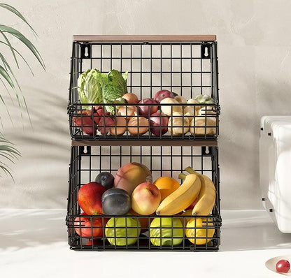 Inttox-Cadre de Rangement Multifonctionnel Empilable pour Légumes et Fruits, Panier de Rangement pour Salle de Bain, 2 Pièces