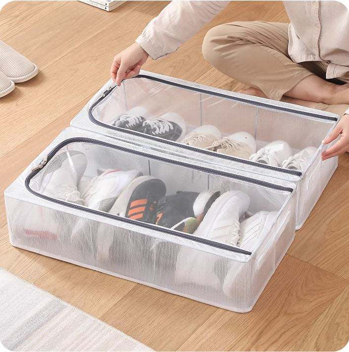 Inttox-Boîte de rangement transparente avec ouvertures double face, idéale pour chaussures et accessoires 👟