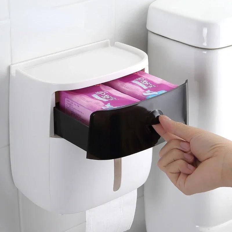 Inttox-Porte-serviettes en plastique portable et boîte de rangement pour papier toilette