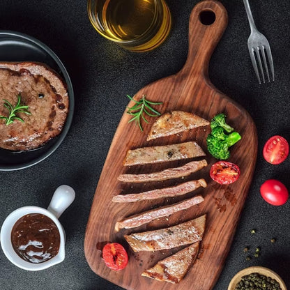 Inttox-🔪 Bloc à Découper en Bois de Qualité – Hêtre & Noyer | Planche à Découper Cuisine Multifonction 🍕🍞🍎🍣