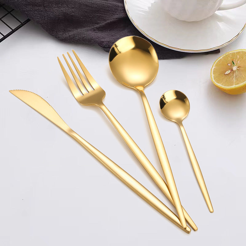 Inttox-Ensemble de couverts dorés 48 pièces en acier inoxydable