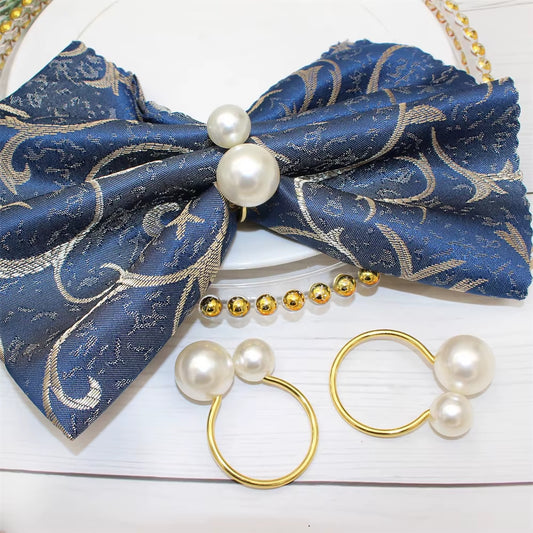 Inttox-💍✨ Anneaux de Serviette Inttox Perles Dorées – Set 6 Pièces