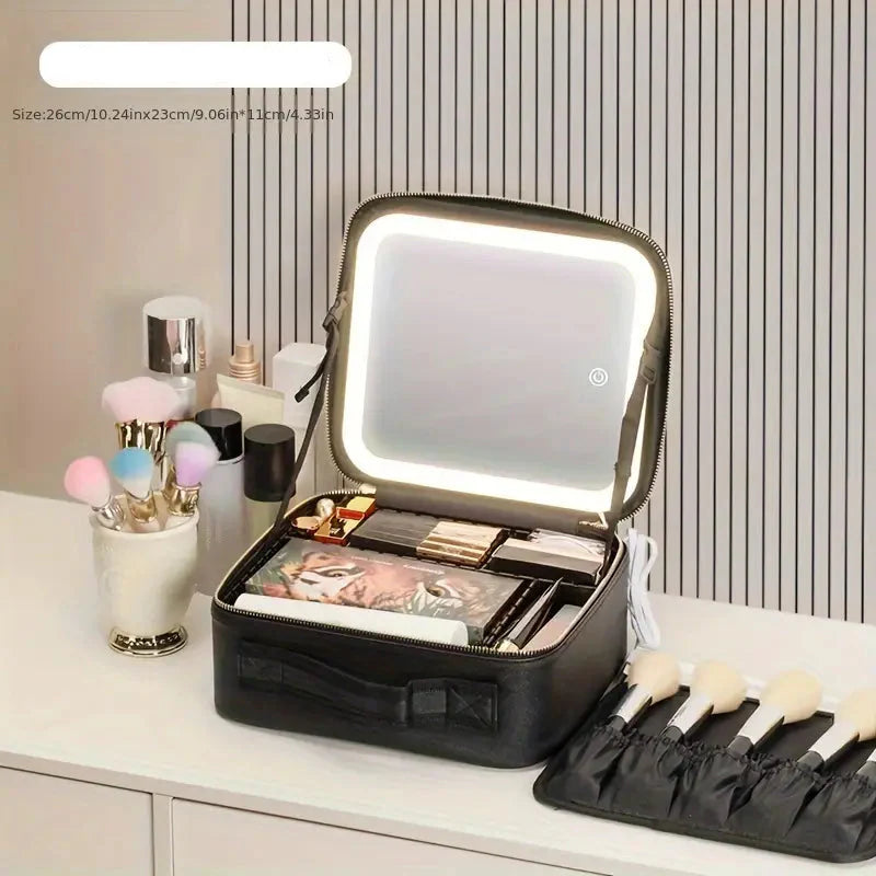 Inttox-💄 Sac de Maquillage avec Miroir Éclairé – Beauté & Praticité à Emporter 👜