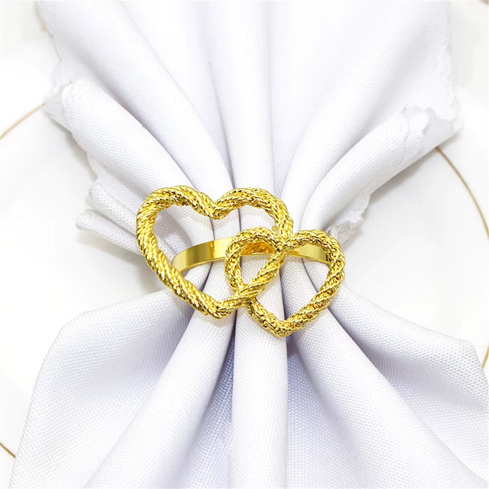 Inttox-💕 Ronds de Serviette Double Cœur – Élégance Romantique pour Décoration de Table 💍🍽️ (6 pièces)