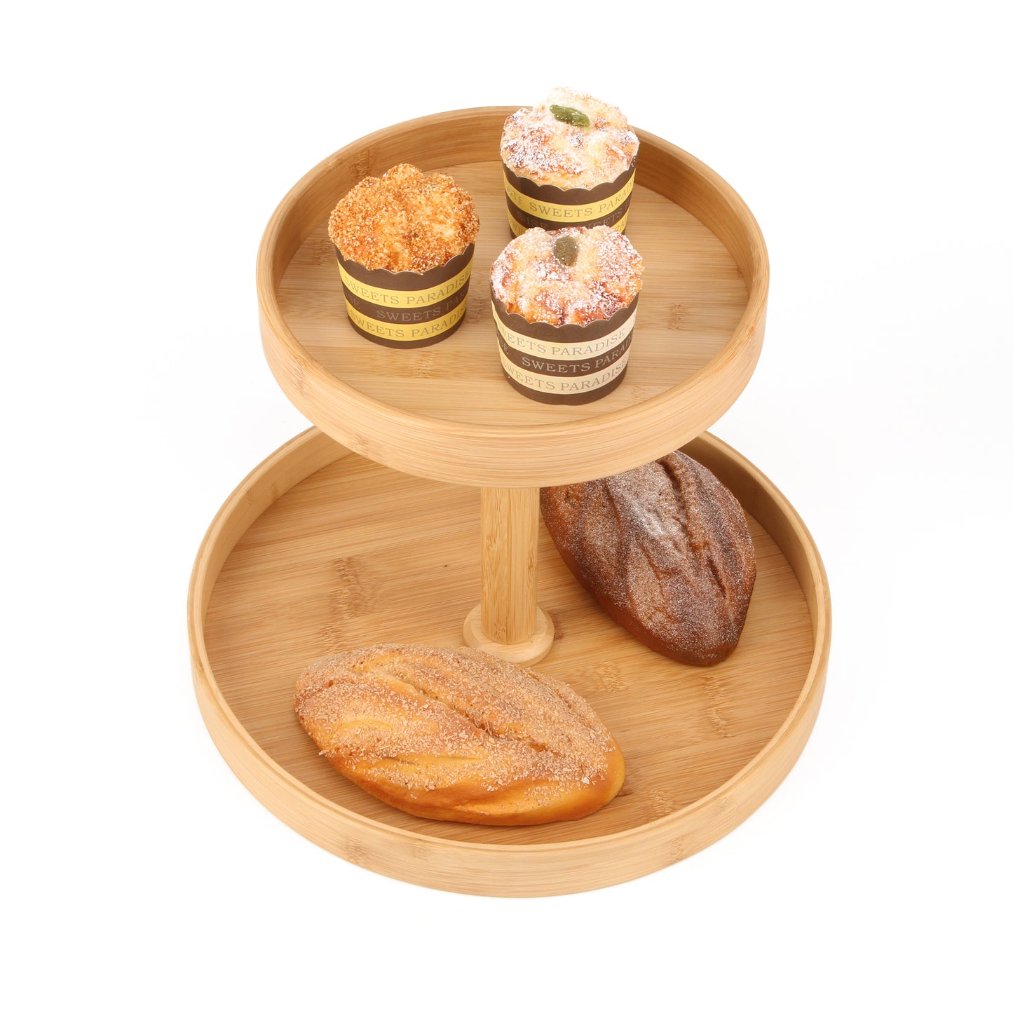 Inttox-Étagère de Rangement de Cuisine Multifonctionnelle Rotative en Bambou