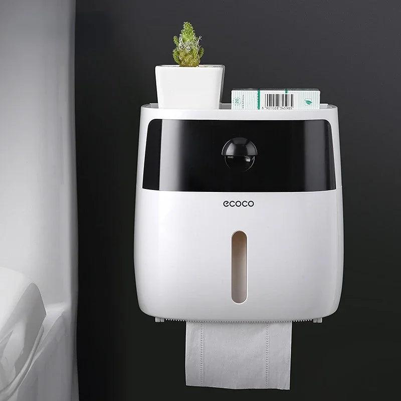 Inttox-Porte-serviettes en plastique portable et boîte de rangement pour papier toilette