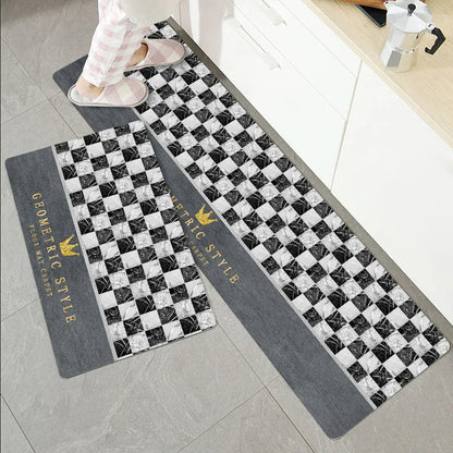 Inttox-Ensemble de 2 Tapis de Cuisine Imprimés en 3D – Tapis Confortables et Antidérapants