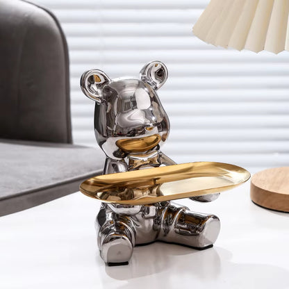 Inttox-🐻 Ornement d’Ours en Céramique avec Rangement 🍬✨