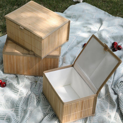 Inttox-Ensemble de 3 Paniers de Rangement Pliables en Bambou