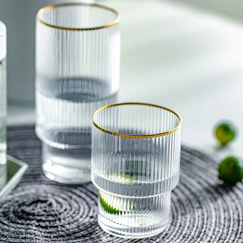 Inttox-Ensemble de 6 tasses à jus en verre moderne avec bordure dorée