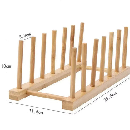 Inttox-🍽️ Égouttoir Multifonction en Bambou - Support pour Vaisselle, Couvercles et Ustensiles 🌿