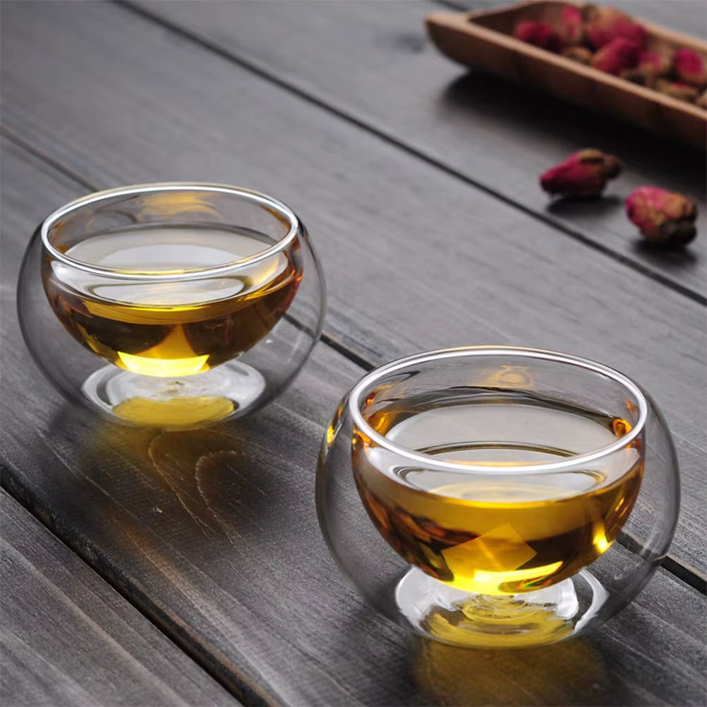 Inttox-Tasse en Verre à Double Paroi Transparente Faite à la Main - 50ml