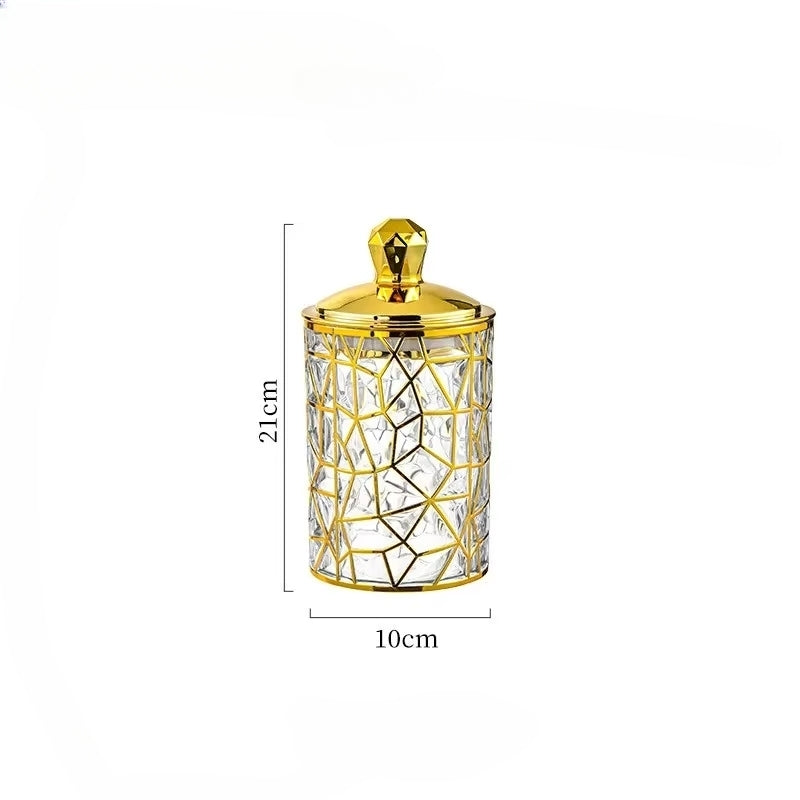 Inttox-Boîte Scellée Transparente avec Couvercle Doré 3 piece