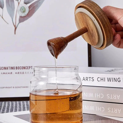🍯 Inttox – Pots de miel en verre avec couvercle en bois & tige d’agitation 🐝
