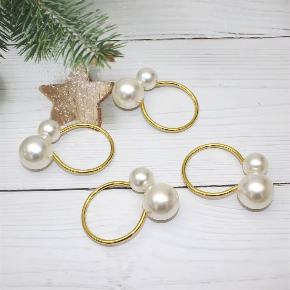Inttox-💍✨ Anneaux de Serviette Inttox Perles Dorées – Set 6 Pièces
