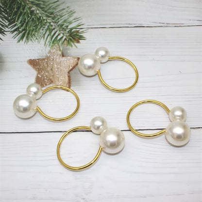 Inttox-💍✨ Anneaux de Serviette Inttox Perles Dorées – Set 6 Pièces