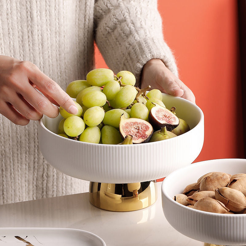 Inttox-Assiette à Pieds Hauts en Céramique – Présentoir Élégant pour Fruits, Desserts & Salades 🍇🍰