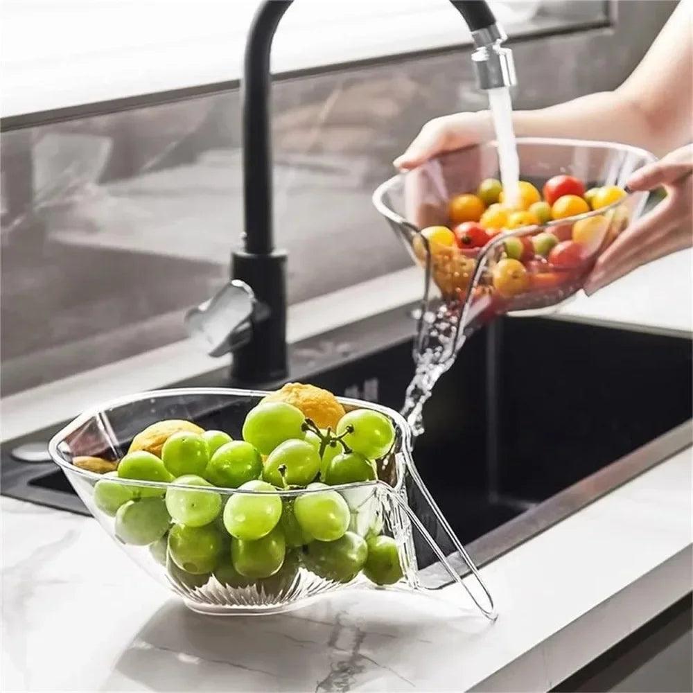 Inttox-Paniers de vidange de lavage multifonctionnels - Bassin à légumes domestique et assiette à fruits