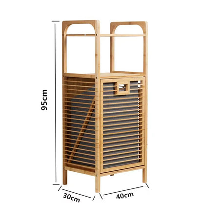 Inttox-Miroir à Pied Multifonction en Bambou avec Rangement pour Vêtements Sales