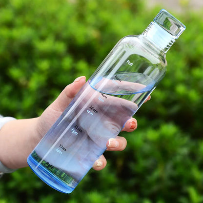Inttox-🥛 Bouteille d’Eau Inttox Glass – Transparente avec Échelle de Temps & Couvercle