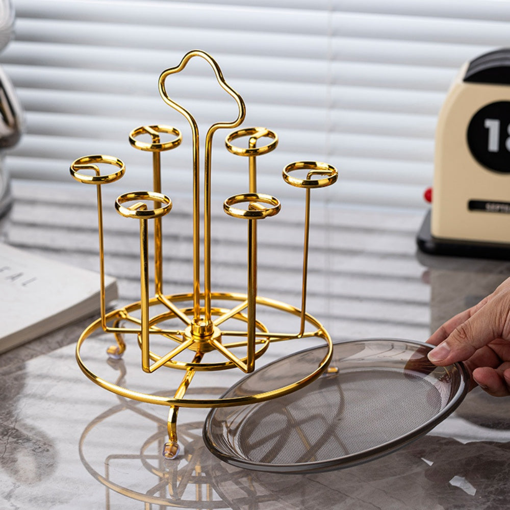 Inttox-🥤 Inttox – Porte-gobelet en verre rotatif avec plateau de rangement ✨