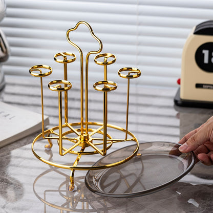 Inttox-🥤 Inttox – Porte-gobelet en verre rotatif avec plateau de rangement ✨