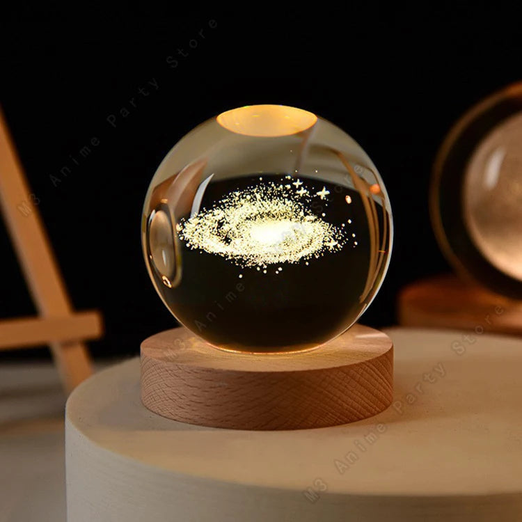 Inttox-🌕✨ Veilleuse Boule de Cristal 3D LED - Planètes et Lune 🌌💡