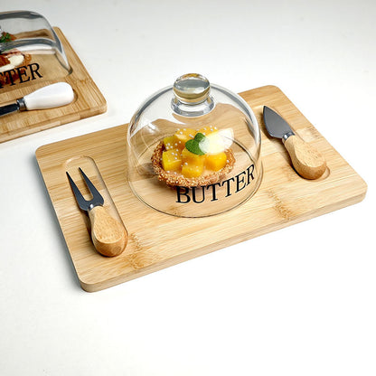 Inttox-Dôme pour Beurre / Fromage avec Planche à Découper & Couteau Intégré