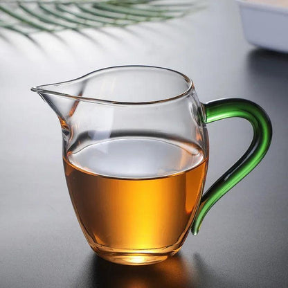 Inttox-Tasse à Thé en Verre Borosilicaté avec Poignée Colorée 350ml