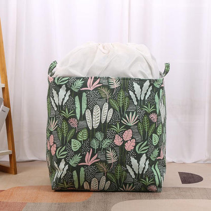 Inttox-Panier à Linge Sale en Coton et Lin, Rond Pliable