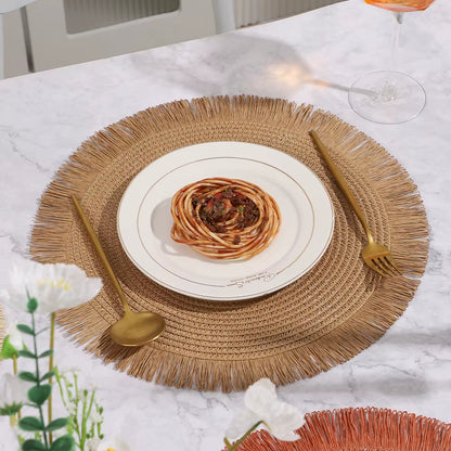 Inttox-🌿 Tapis de Table en papier tissé à pampilles Inttox 6 piece ✨