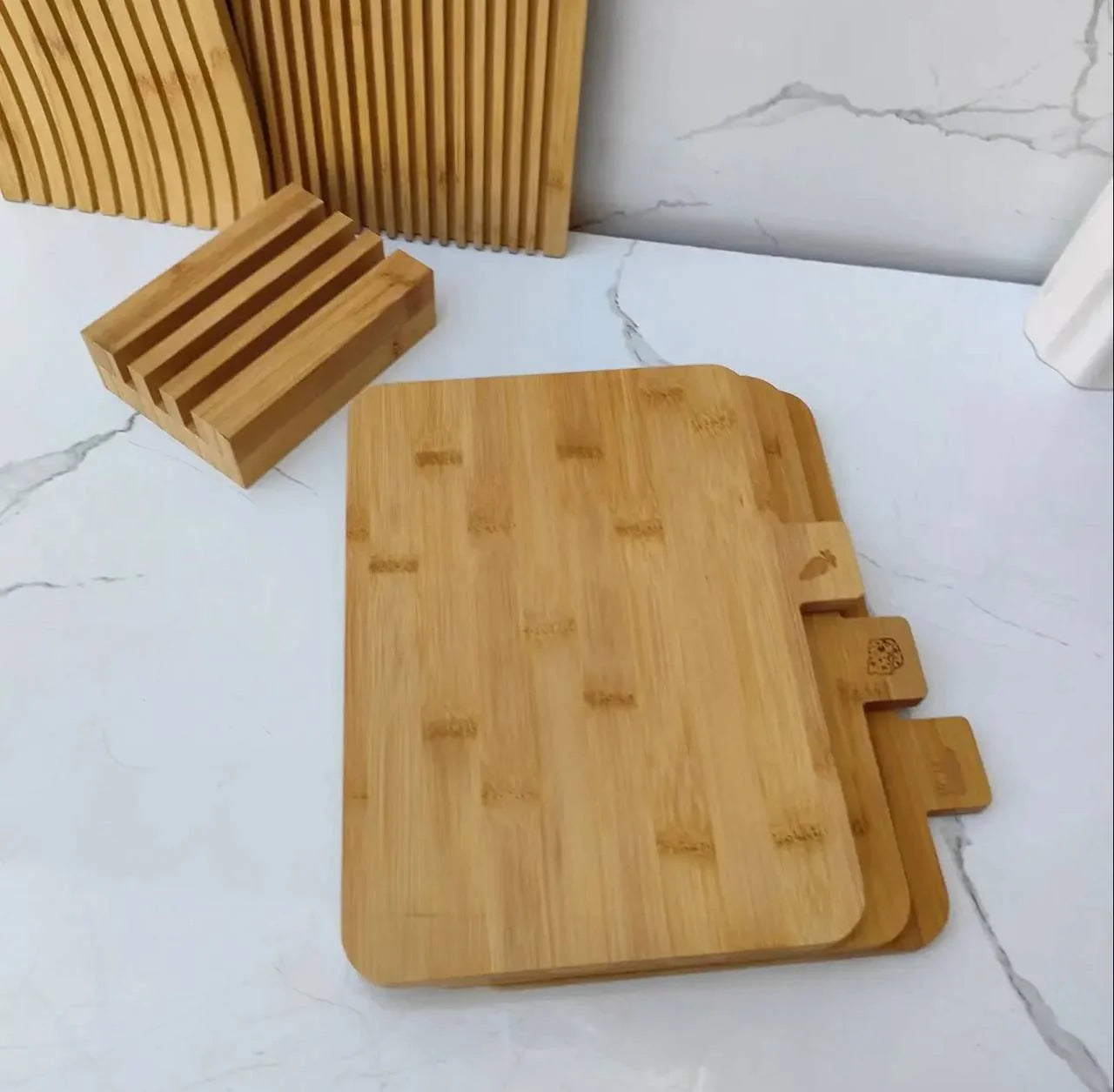 Inttox-🔪🌿 Ensemble de 3 Planches à Découper en Bambou Naturel