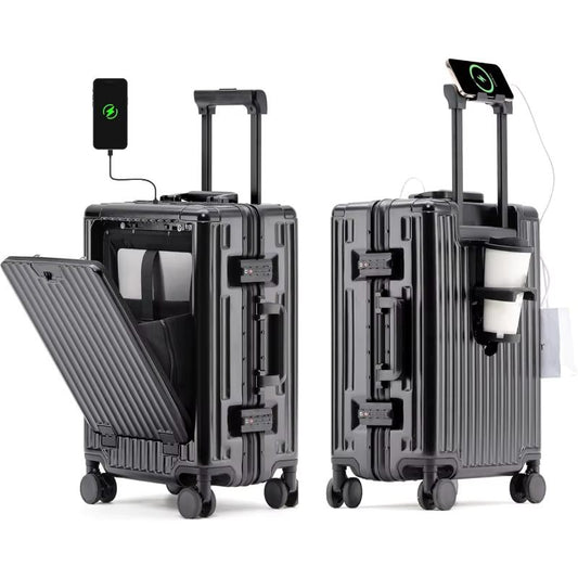 Inttox-🧳✨ Valise Cabine Multifonction 3-en-1 en Polycarbonate 💼☕🔌