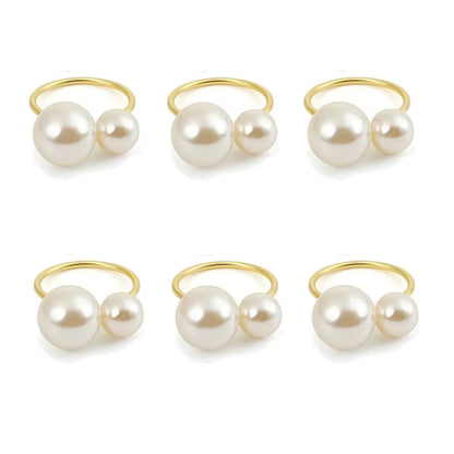 Inttox-💍✨ Anneaux de Serviette Inttox Perles Dorées – Set 6 Pièces
