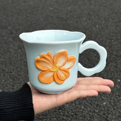 Inttox-🌸 2 Tasses à café en relief fleur Inttox
