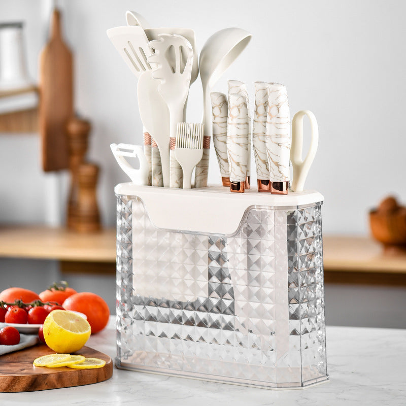 Inttox-Ensemble d’Ustensiles de Cuisine Inttox – 16 Pièces Marbre & Or