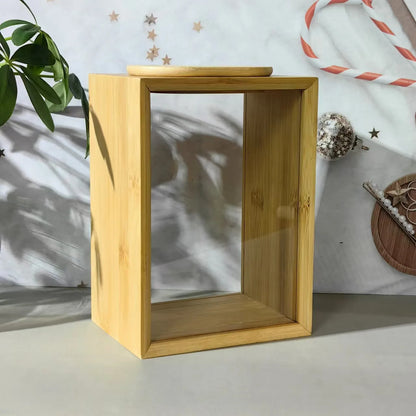 Inttox-🪵✨ Pot de Stockage en Bambou avec Couvercle Transparent