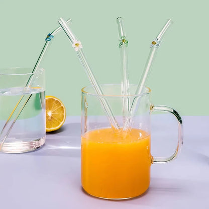 Inttox-🌷 Pailles Réutilisables en Verre Borosilicate – Collection Fleur 🌿 | Inttox