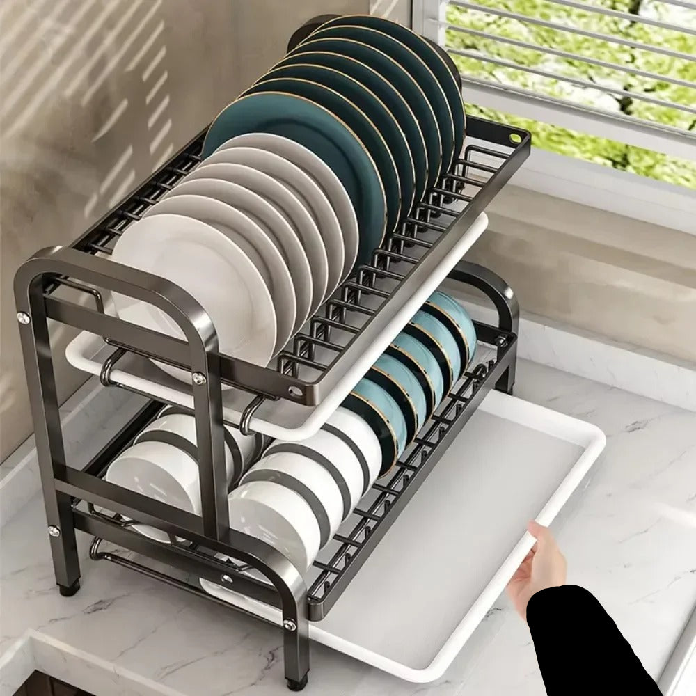 Inttox – Égouttoir à Vaisselle 2 Niveaux en Acier Inoxydable