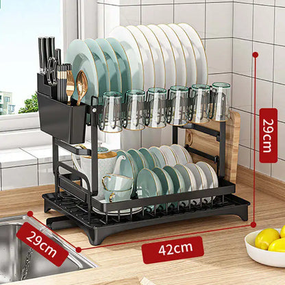 Inttox-Égouttoir à vaisselle à 2 niveaux pour comptoir de cuisine.