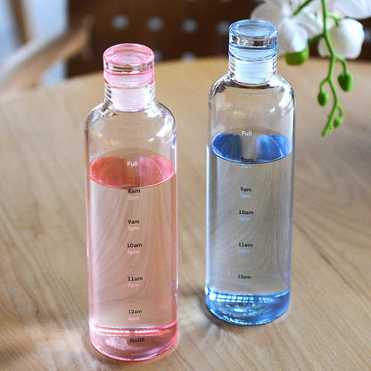 Inttox-🥛 Bouteille d’Eau Inttox Glass – Transparente avec Échelle de Temps & Couvercle