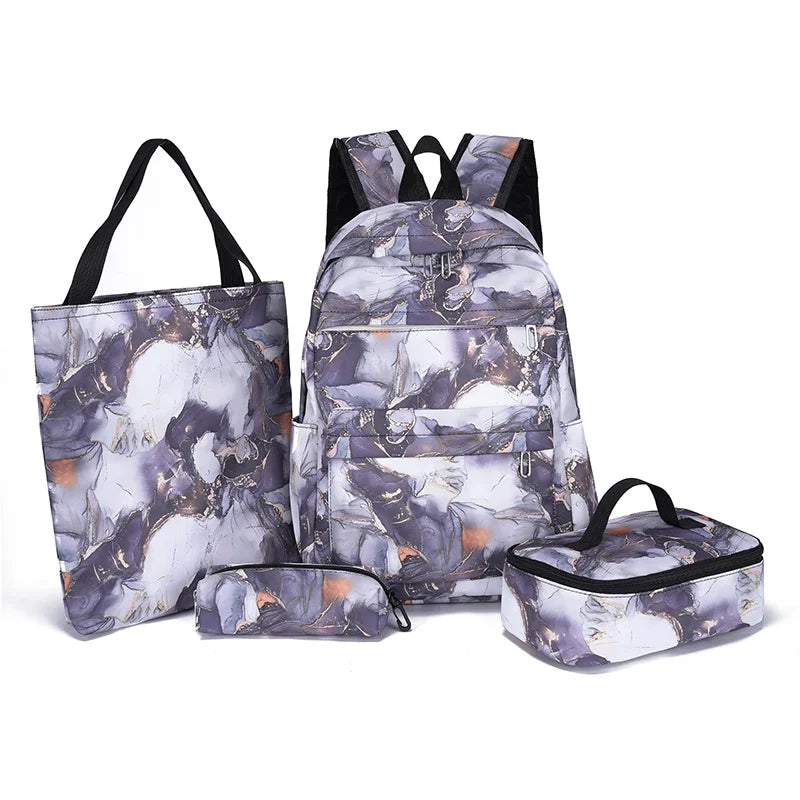 Inttox-🎒🦄 Sac à Dos 4-en-1 Mignon – Ensemble École Enfant & Femme
