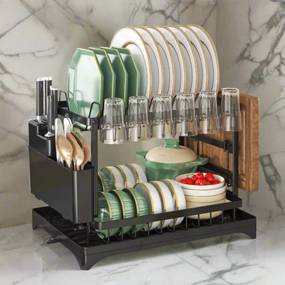 Inttox-Égouttoir à vaisselle à 2 niveaux pour comptoir de cuisine.