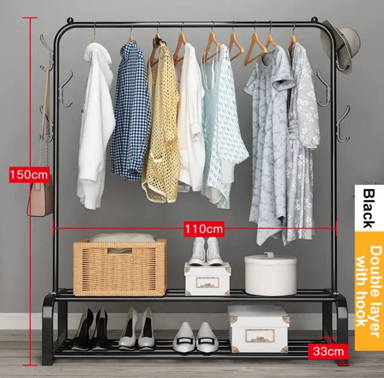 Inttox-Portant Vêtement Métallique YOUDENOVA avec Étagère et Crochets