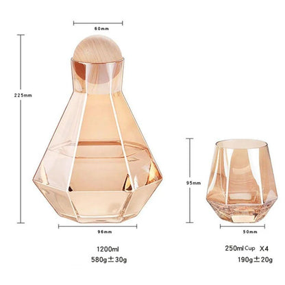 Inttox-Ensemble de Carafe en Verre avec Couvercle en Bois - 7 Pièces