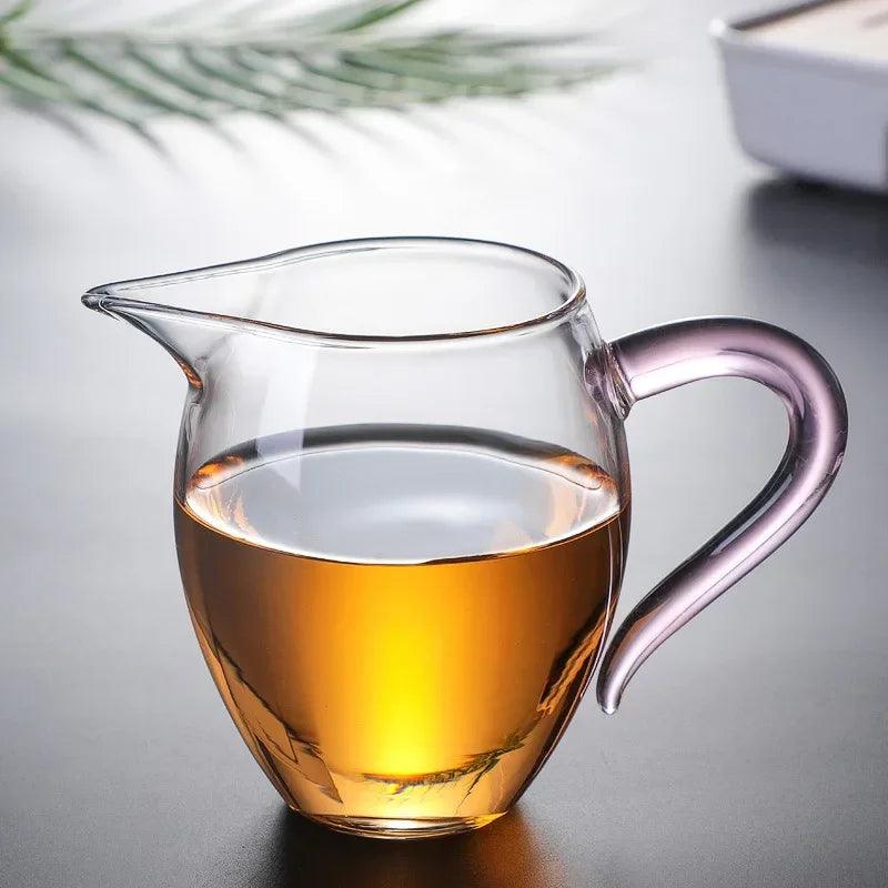 Inttox-Tasse à Thé en Verre Borosilicaté avec Poignée Colorée 350ml