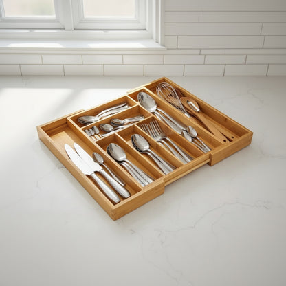 Inttox-Plateau Organisateur de Tiroir Extensible en Bambou