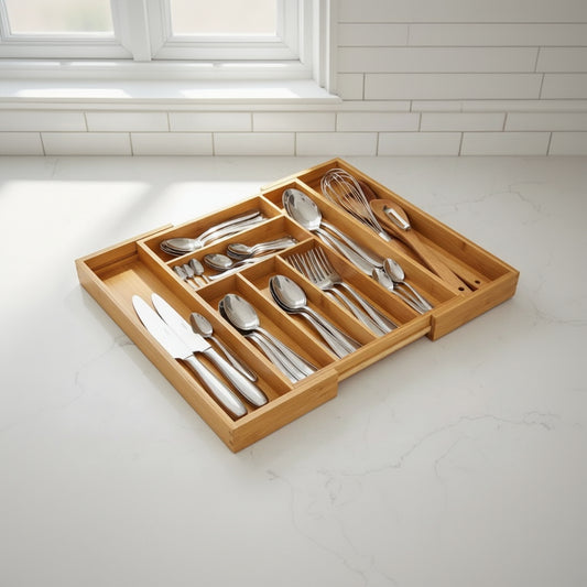 Inttox-Plateau Organisateur de Tiroir Extensible en Bambou